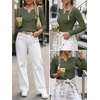 image:imageANRABESS Womens Long Sleeve Shirts Henley V Neck Thermal TopArmy Green