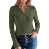 image:imageANRABESS Womens Long Sleeve Shirts Henley V Neck Thermal TopArmy Green