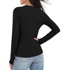image:imageANRABESS Womens Long Sleeve Shirts Henley V Neck Thermal TopBlack