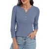 image:imageANRABESS Womens Long Sleeve Shirts Henley V Neck Thermal TopBlue
