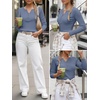 image:imageANRABESS Womens Long Sleeve Shirts Henley V Neck Thermal TopBlue