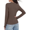 image:imageANRABESS Womens Long Sleeve Shirts Henley V Neck Thermal TopBrown