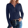 image:imageANRABESS Womens Long Sleeve Shirts Henley V Neck Thermal TopNavy Blue