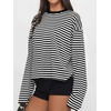 image:imageANRABESS Womens Long Sleeve Shirts Oversized Striped TopsBlack White Stripe