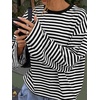 image:imageANRABESS Womens Long Sleeve Shirts Oversized Striped TopsBlack White Stripe