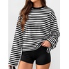 image:imageANRABESS Womens Long Sleeve Shirts Oversized Striped TopsBlack White Stripe