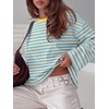 image:imageANRABESS Womens Long Sleeve Shirts Oversized Striped TopsBlue Beige Stripe