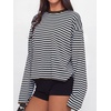 image:imageANRABESS Womens Long Sleeve Shirts Oversized Striped TopsBlue Brown Stripe
