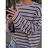 image:imageANRABESS Womens Long Sleeve Shirts Oversized Striped TopsCoffee Stripes