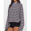 image:imageANRABESS Womens Long Sleeve Shirts Oversized Striped TopsCoffee Stripes
