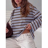 image:imageANRABESS Womens Long Sleeve Shirts Oversized Striped TopsCoffee Stripes