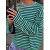 image:imageANRABESS Womens Long Sleeve Shirts Oversized Striped TopsGreen Stripes