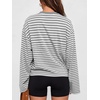 image:imageANRABESS Womens Long Sleeve Shirts Oversized Striped TopsGrey White Stripe