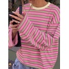 image:imageANRABESS Womens Long Sleeve Shirts Oversized Striped TopsHot Pink Stripes