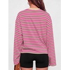 image:imageANRABESS Womens Long Sleeve Shirts Oversized Striped TopsHot Pink Stripes