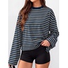 image:imageANRABESS Womens Long Sleeve Shirts Oversized Striped TopsNavy Blue Grey Stripe