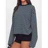 image:imageANRABESS Womens Long Sleeve Shirts Oversized Striped TopsNavy Blue Grey Stripe