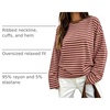 image:imageANRABESS Womens Long Sleeve Shirts Oversized Striped TopsPink Brown Stripe