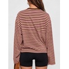 image:imageANRABESS Womens Long Sleeve Shirts Oversized Striped TopsPink Brown Stripe