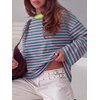 image:imageANRABESS Womens Long Sleeve Shirts Oversized Striped TopsPink Green Stripe
