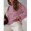 image:imageANRABESS Womens Long Sleeve Shirts Oversized Striped TopsRed White Stripe