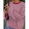 image:imageANRABESS Womens Long Sleeve Shirts Oversized Striped TopsRed White Stripe