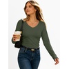 image:imageANRABESS Womens Long Sleeve Shirts Thermal V Neck TopsArmy Green