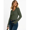 image:imageANRABESS Womens Long Sleeve Shirts Thermal V Neck TopsArmy Green