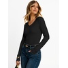 image:imageANRABESS Womens Long Sleeve Shirts Thermal V Neck TopsBlack