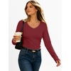 image:imageANRABESS Womens Long Sleeve Shirts Thermal V Neck TopsRed