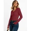 image:imageANRABESS Womens Long Sleeve Shirts Thermal V Neck TopsRed