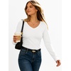 image:imageANRABESS Womens Long Sleeve Shirts Thermal V Neck TopsWhite