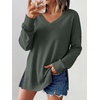 image:imageANRABESS Womens Long Sleeve Shirts Waffle Knit Tunic TopArmy Green