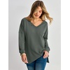 image:imageANRABESS Womens Long Sleeve Shirts Waffle Knit Tunic TopArmy Green