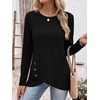 image:imageANRABESS Womens Long Sleeve Shirts Waffle Knit Tunic TopBlack