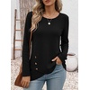 image:imageANRABESS Womens Long Sleeve Shirts Waffle Knit Tunic TopBlack