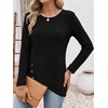 image:imageANRABESS Womens Long Sleeve Shirts Waffle Knit Tunic TopBlack