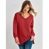 image:imageANRABESS Womens Long Sleeve Shirts Waffle Knit Tunic TopBright Red