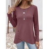 image:imageANRABESS Womens Long Sleeve Shirts Waffle Knit Tunic TopMauve