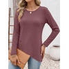 image:imageANRABESS Womens Long Sleeve Shirts Waffle Knit Tunic TopMauve