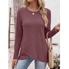 image:imageANRABESS Womens Long Sleeve Shirts Waffle Knit Tunic TopMauve