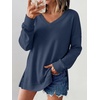 image:imageANRABESS Womens Long Sleeve Shirts Waffle Knit Tunic TopNavy Blue
