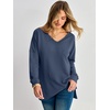 image:imageANRABESS Womens Long Sleeve Shirts Waffle Knit Tunic TopNavy Blue