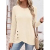 image:imageANRABESS Womens Long Sleeve Shirts Waffle Knit Tunic TopParchment
