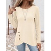 image:imageANRABESS Womens Long Sleeve Shirts Waffle Knit Tunic TopParchment
