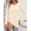 image:imageANRABESS Womens Long Sleeve Shirts Waffle Knit Tunic TopParchment
