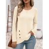 image:imageANRABESS Womens Long Sleeve Shirts Waffle Knit Tunic TopParchment