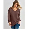 image:imageANRABESS Womens Long Sleeve Shirts Waffle Knit Tunic TopRed Brown