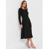 image:imageANRABESS Womens Long Sleeve Sweater Dress Fall Ribbed Knit Midi DressesBlack