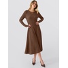 image:imageANRABESS Womens Long Sleeve Sweater Dress Fall Ribbed Knit Midi DressesBrown